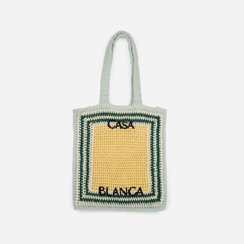 Casablanca Cotton Crochet Bag - Yellow Multi sold by Kith