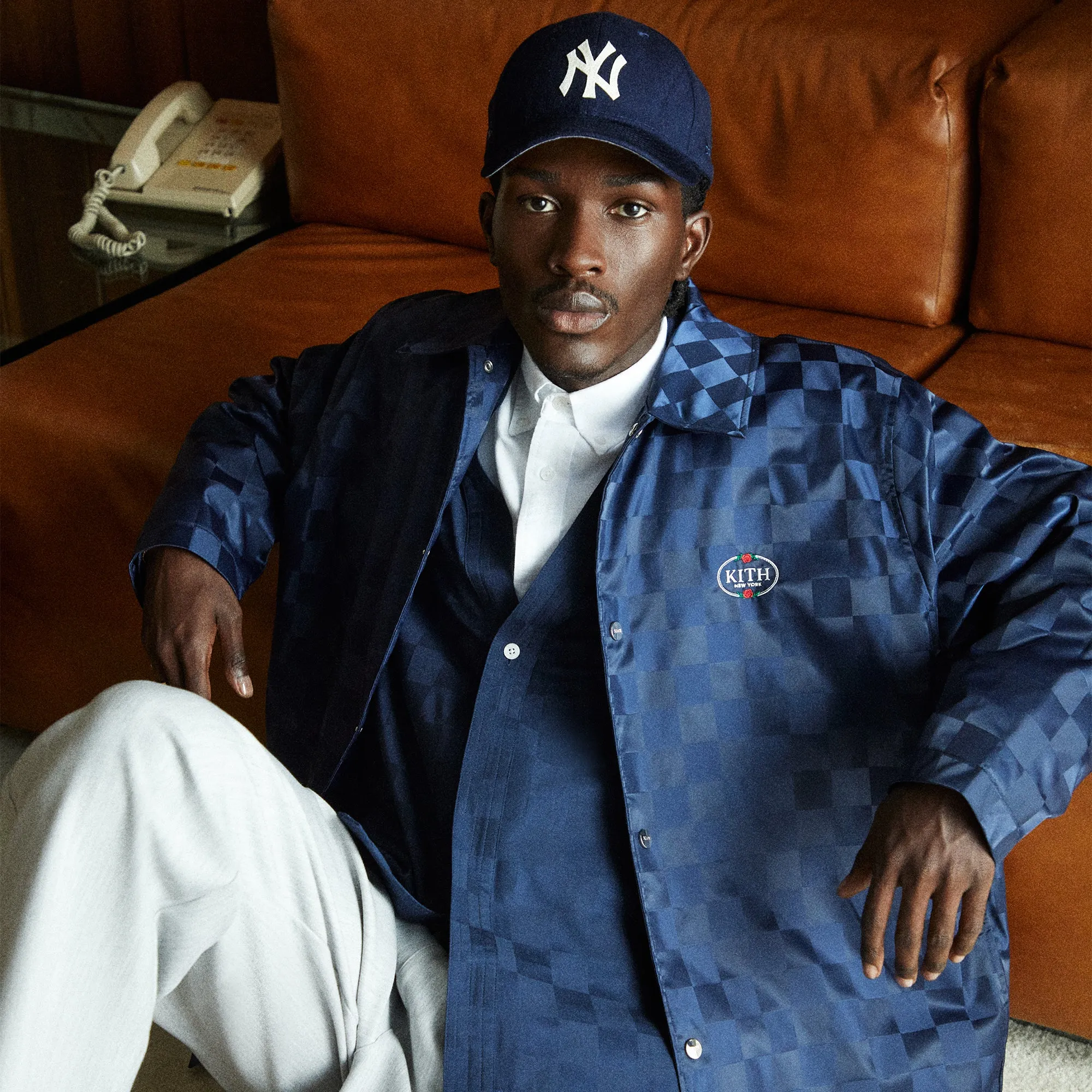 Kith Checkered Satin Coaches Jacket - Nocturnal sold by Kith product image thumbnail 3