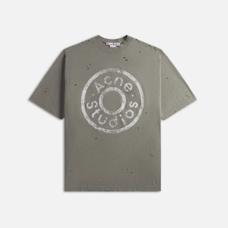 Acne Studios Exford U Button Logo Tee - Moss Green sold by Kith