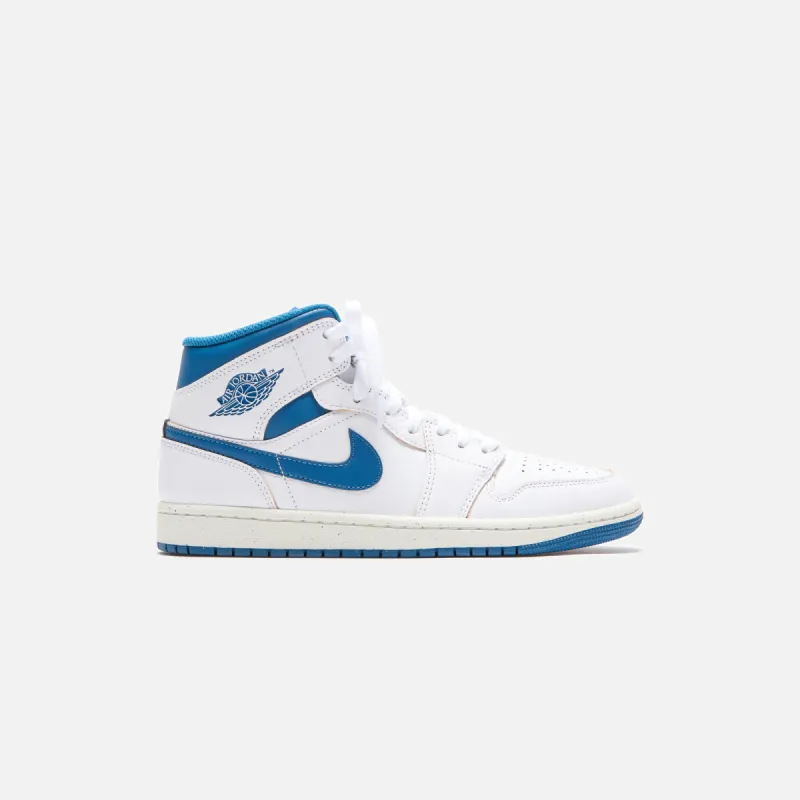 Jordan Air Jordan 1 Mid SE - White / Industrial Blue / Sail sold by Kith