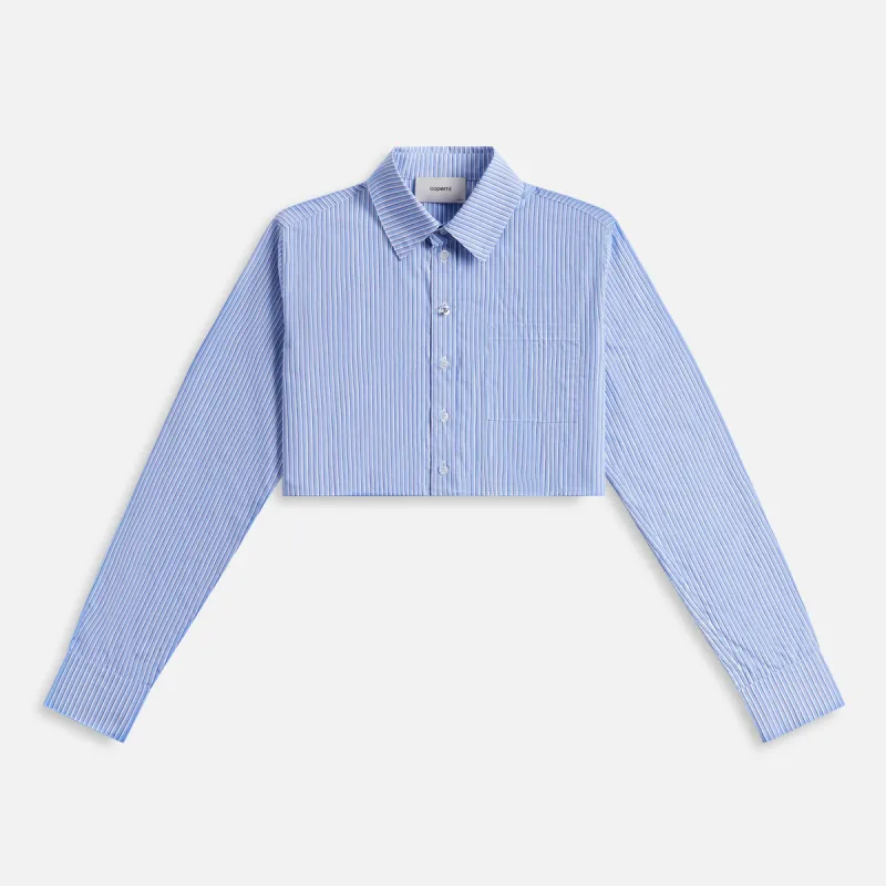 Coperni Stripped Cropped Shirt - Blue sold by Kith