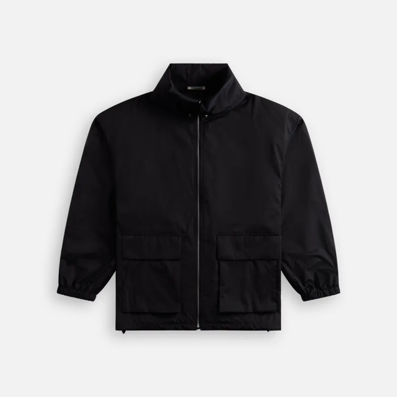 Auralee Hard Twist Polyester Satin Laminate Zip Blouson - Black sold by Kith