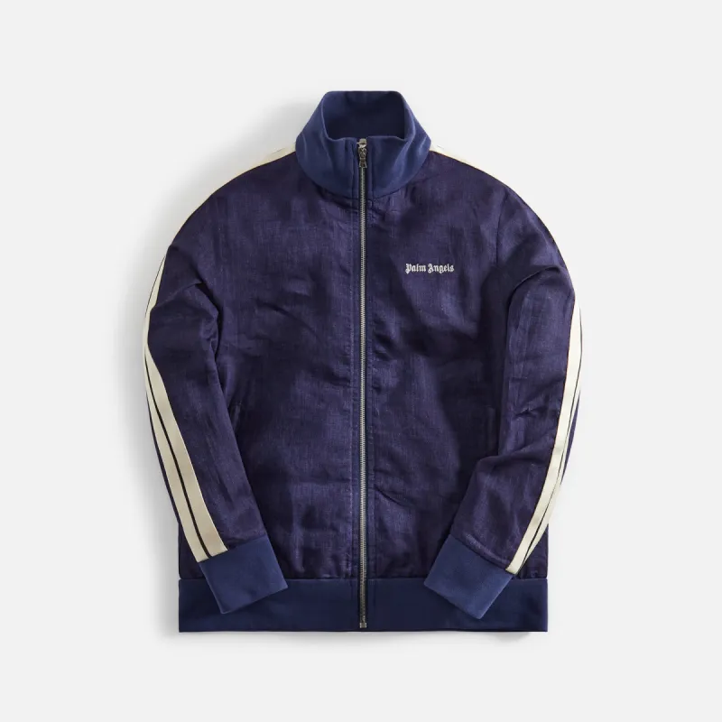 Palm Angels Classic Logo Linen Track Jacket - Navy Blue sold by Kith