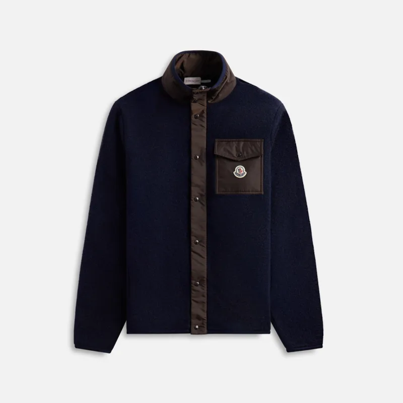 Moncler Wool Teddy Fleece Zip Up Cardigan - Navy sold by Kith