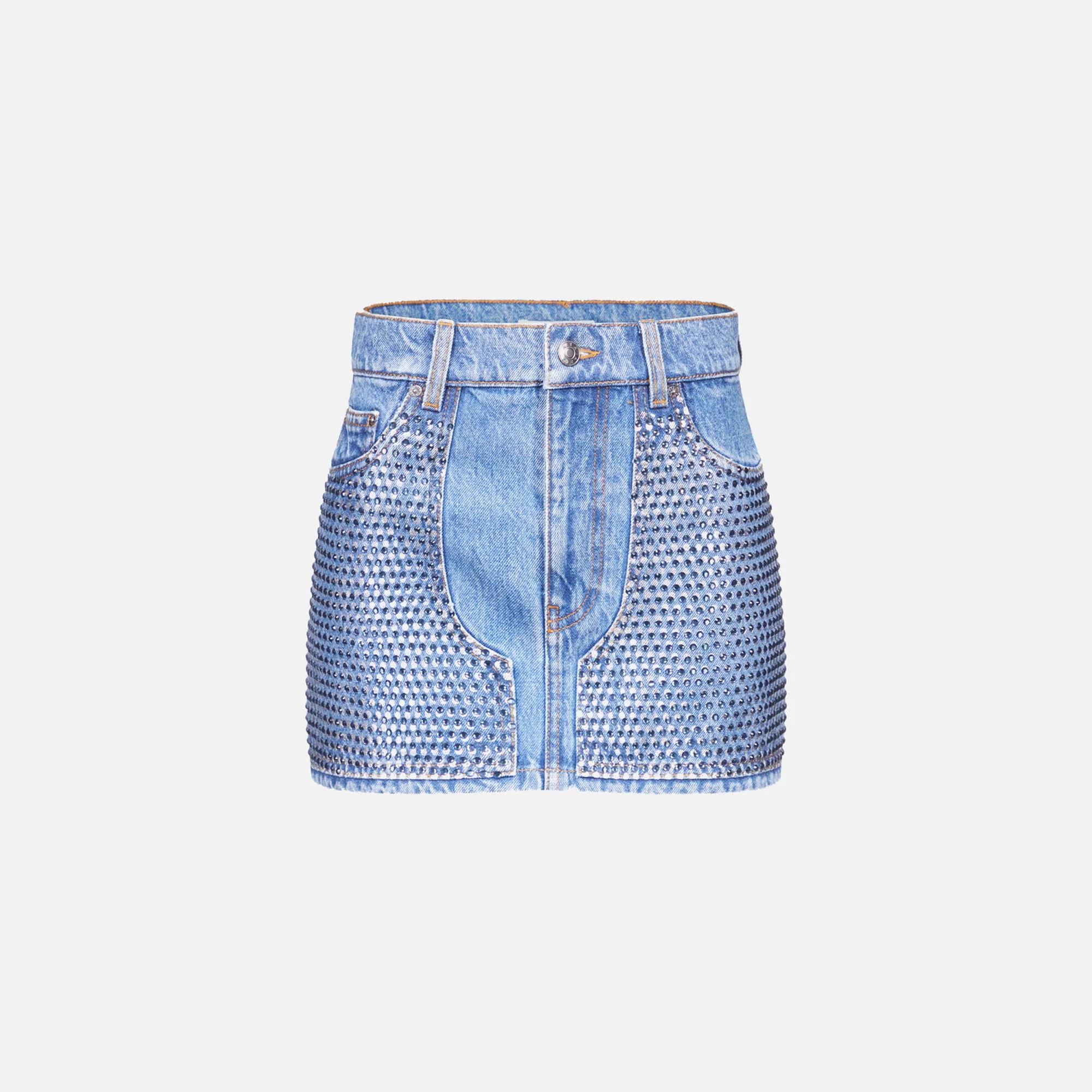 Area Crystal Embellished Mini Skirt - Medium Indigo sold by Kith
