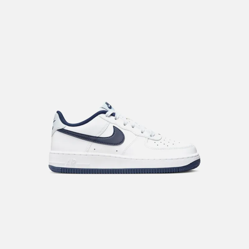Nike GS Air Force 1 LV8 - White / Midnight Navy / Football sold by Kith