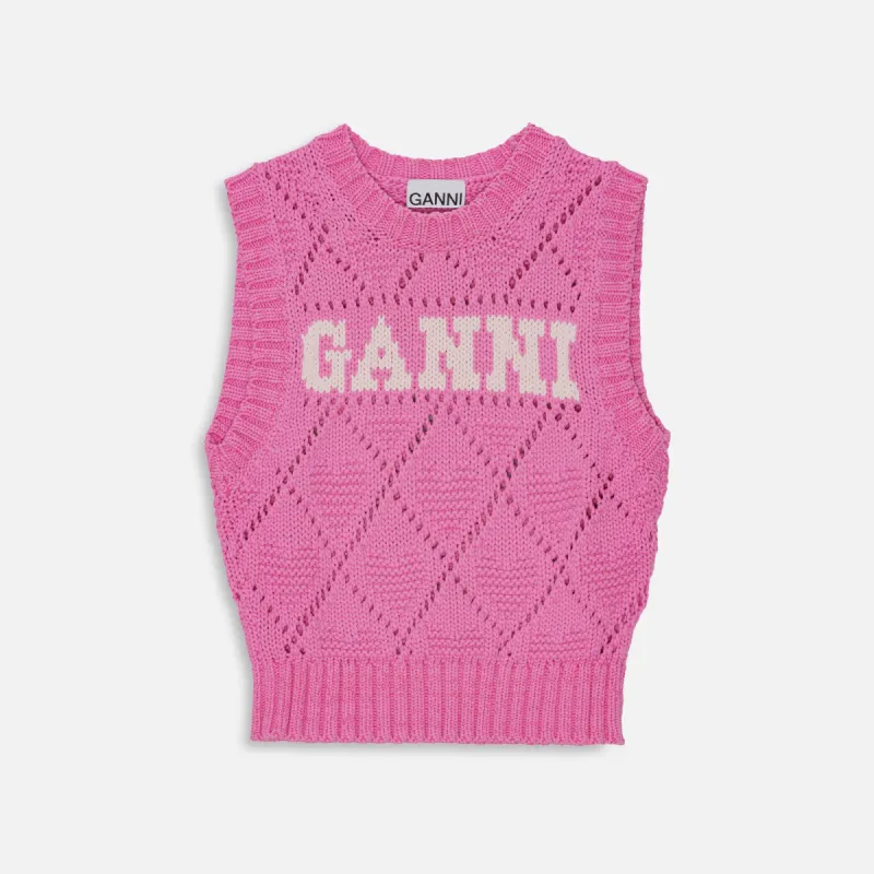 Ganni Cotton Rope Short Vest - Rose Violet made by Ganni