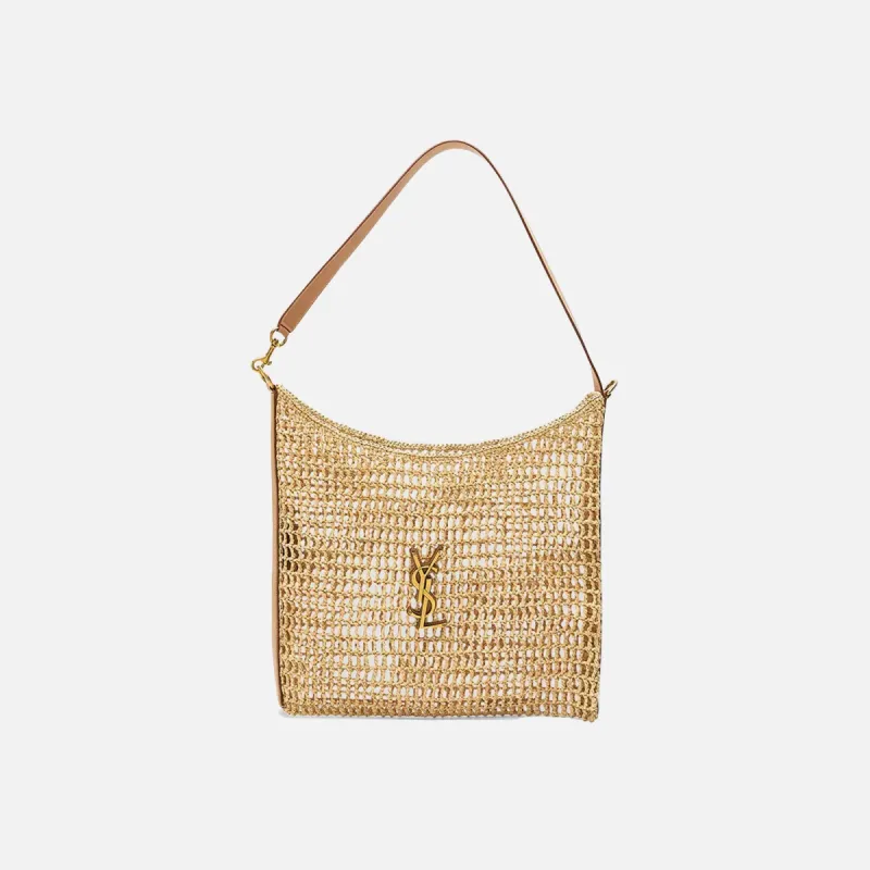 Saint Laurent YSL Cesto Fludio Raffia Tote - Natural sold by Kith