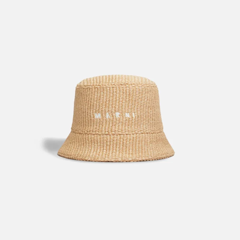 Marni Raffia Bucket Hat - Shell sold by Kith