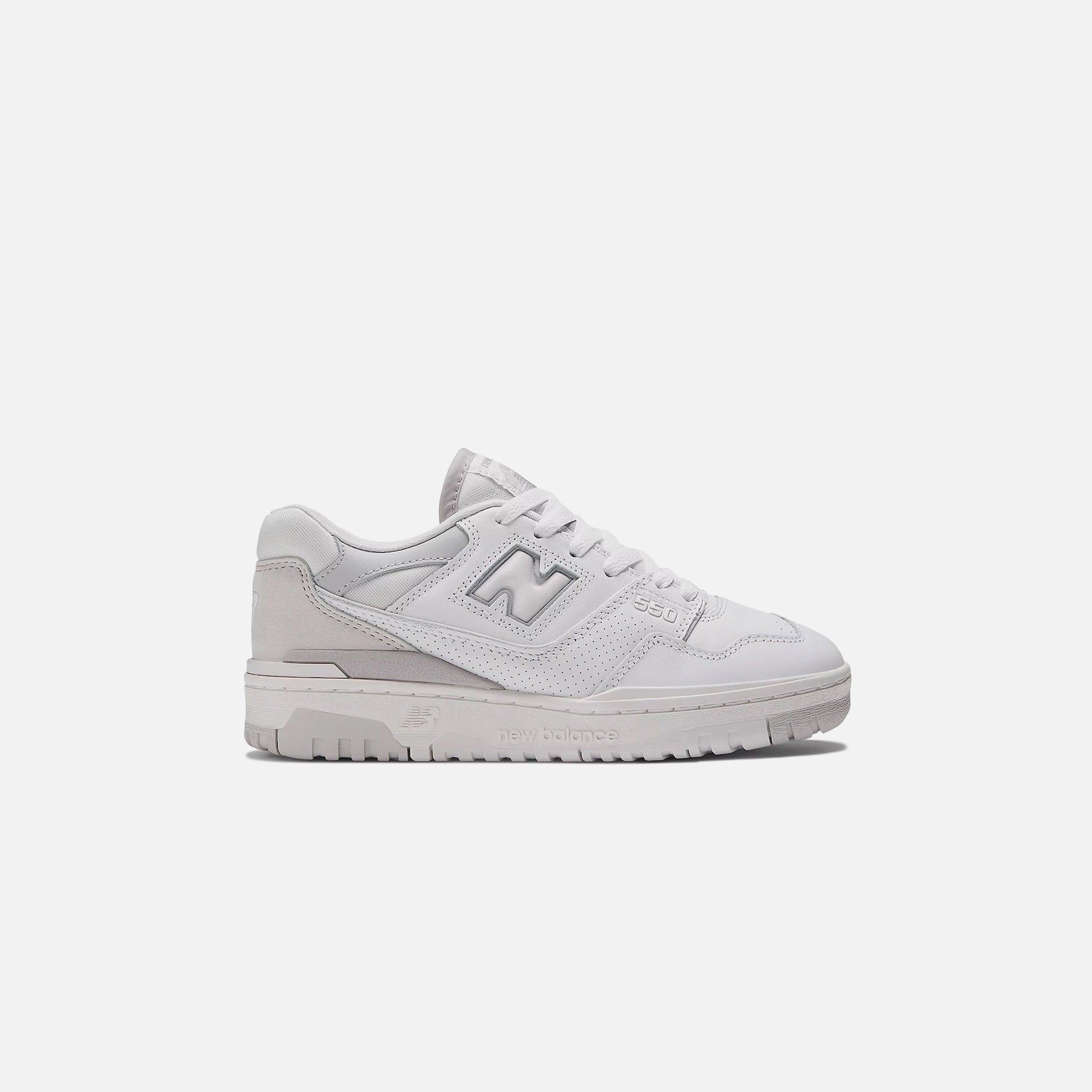 New Balance 550 - White / Rain Cloud / Light Aluminum sold by Kith