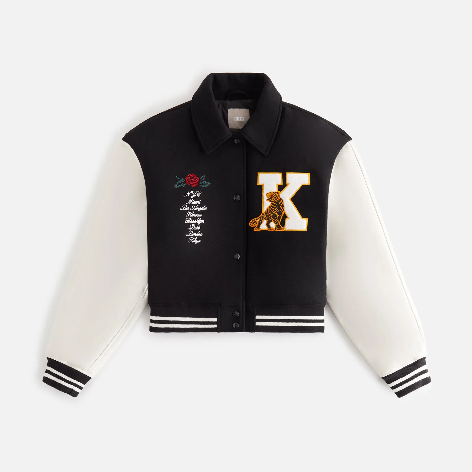 Kith Women Campbell Cropped Varsity Jacket - Black sold by Kith