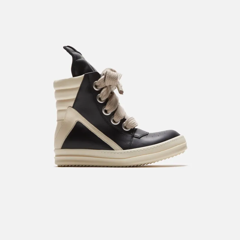 Rick Owens Wmns Scarpe Pelle Geobasket - Black / Milk sold by Kith