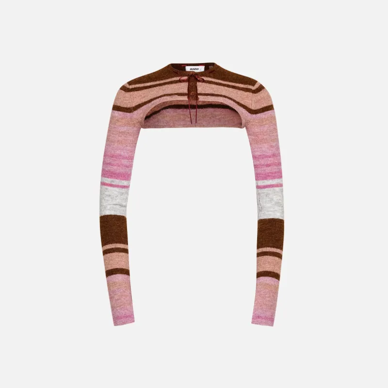 GUIZIO Micro Cardigan - Cocoa Stripe sold by Kith