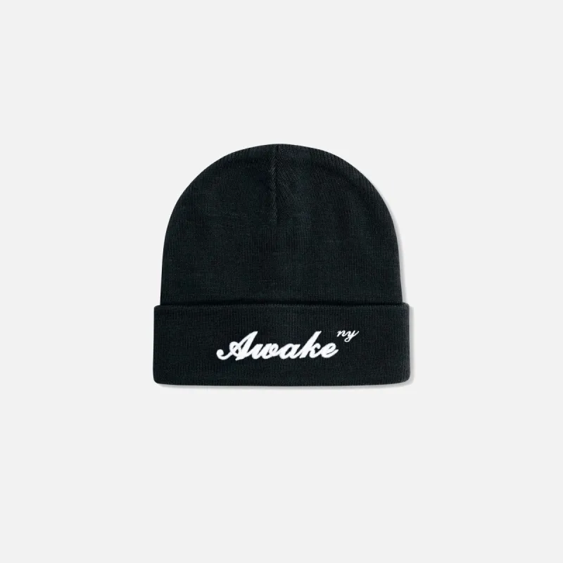 Awake Script Logo Beanie - Black sold by Kith