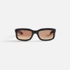Flatlist Palmer Sunglasses - Solid Black / Brown Gradient Lens sold by Kith