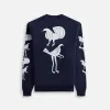 by Parra Fancy Pigeon Crew Neck Sweatshirt - Midnight Blue sold by Kith