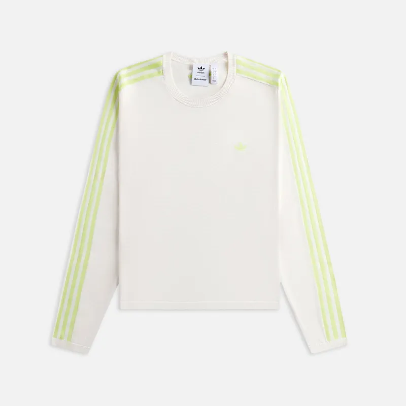 adidas Originals by Wales Bonner Long Sleeve Knit Tee - Ivory / Lime sold by Kith