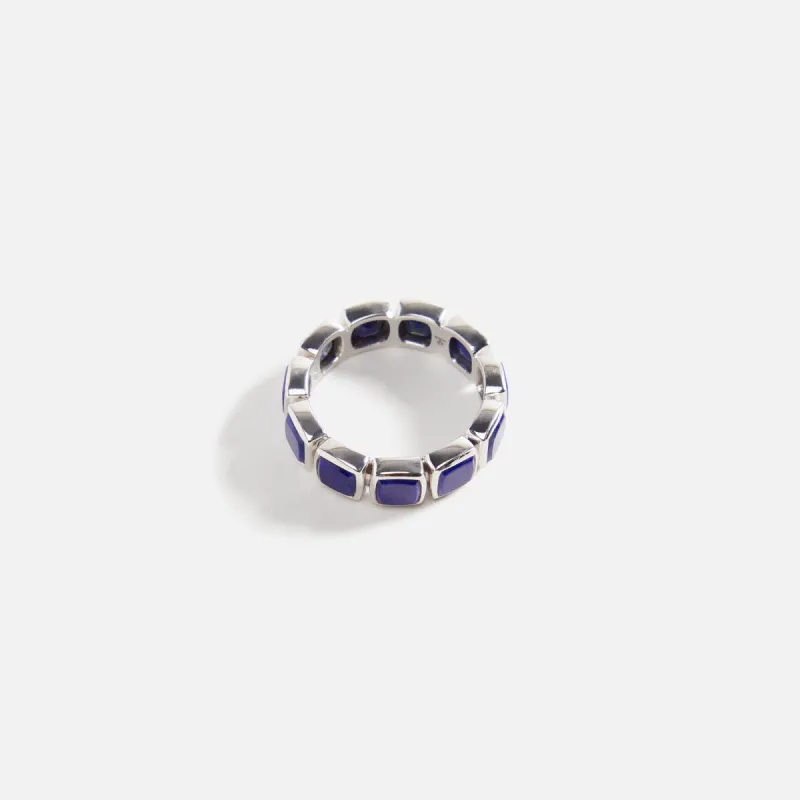 Tom Wood Cushion Band Lapis M Ring - Silver sold by Kith