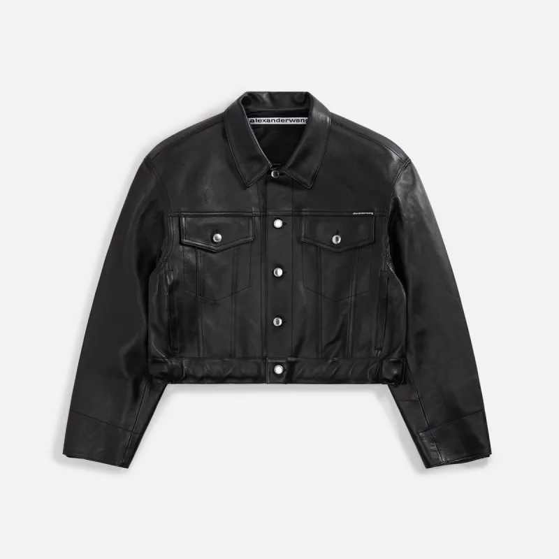 Alexander Wang Jean Jacket with Leather Belt and Branded Label - Black sold by Kith