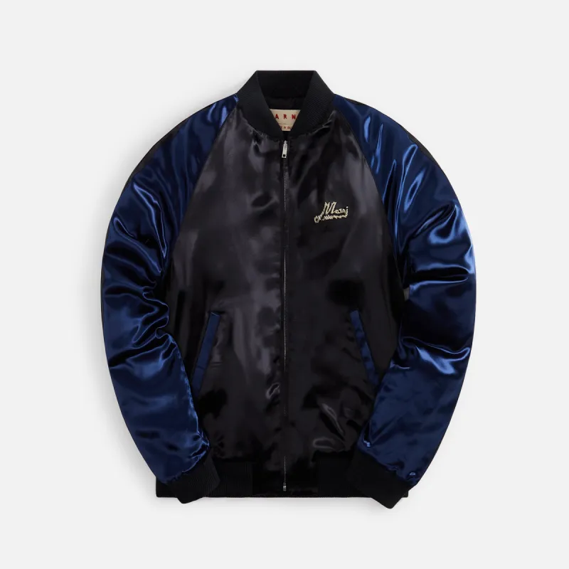 Marni Satin Bomber With Beaded Logo - Black made by Marni