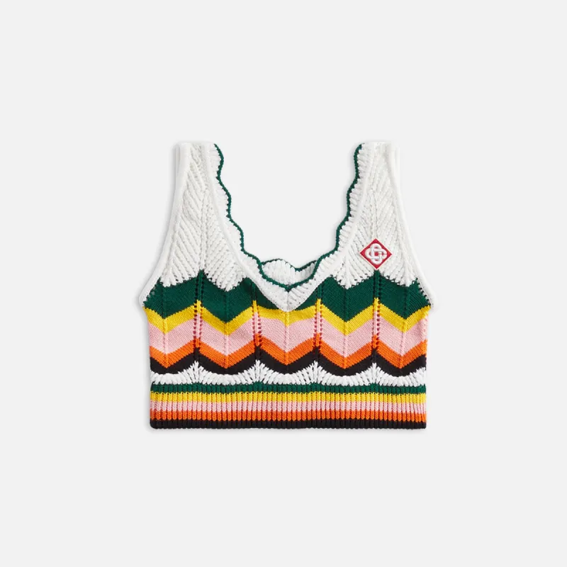 Casablanca Chevron Lace Bra - White sold by Kith