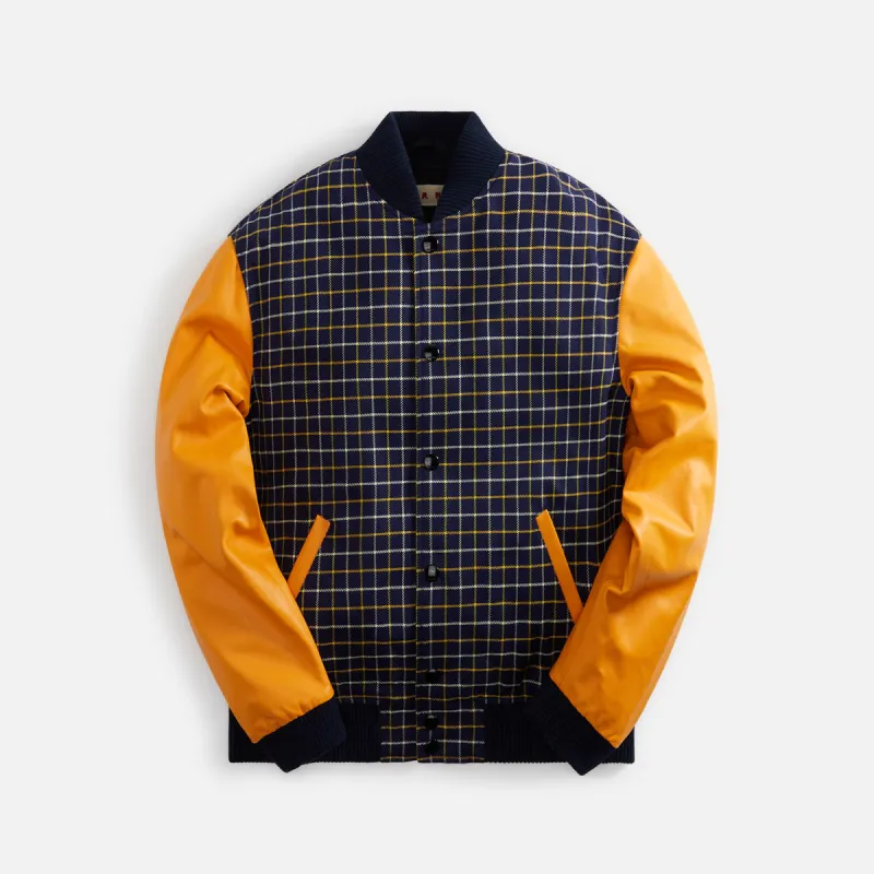 Marni Checked Cotton Wool Jacket - Blue Marine sold by Kith