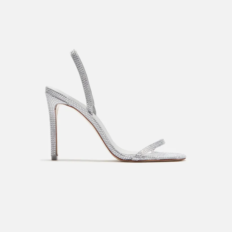 Black Suede Studio Luciana - Grey Satin / Matching Stones sold by Kith