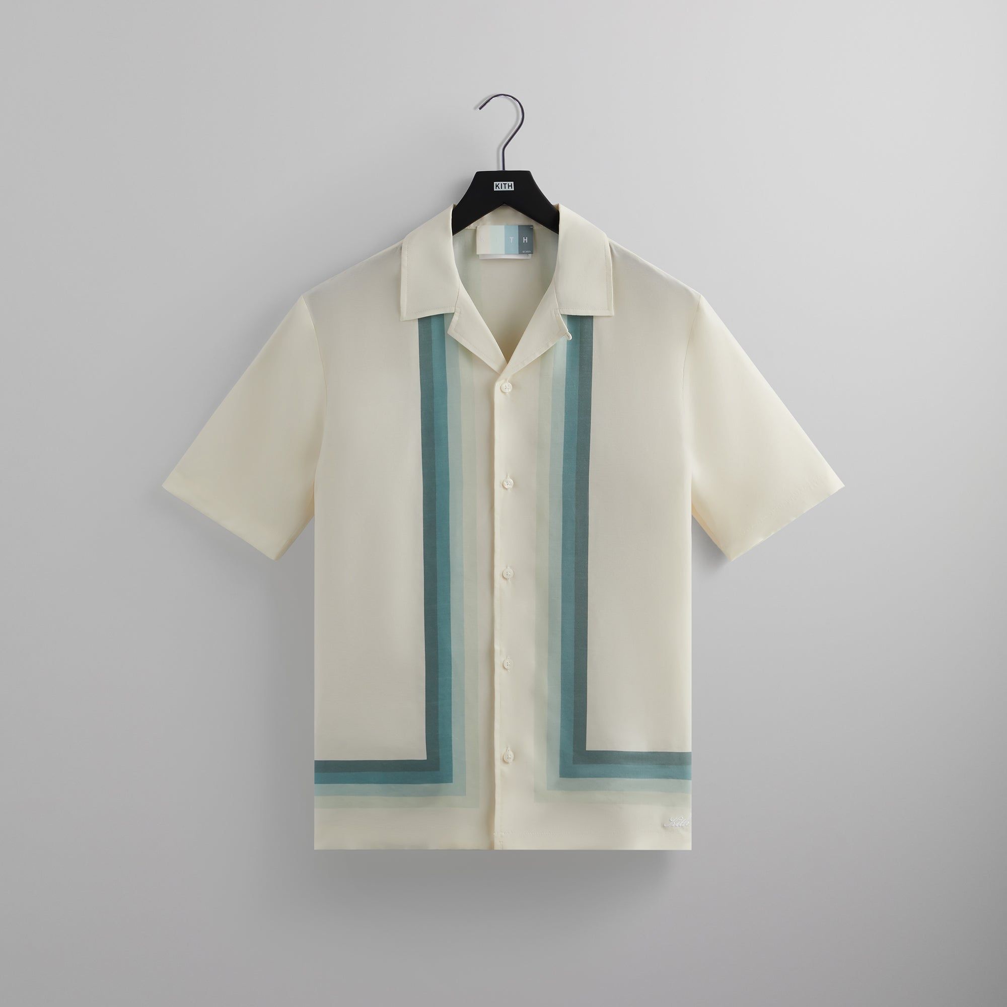 トップス Cupro Linen Thompson Camp Collar Shirt Kith Cupro Linen Thompson Camp Collar Shirt - Waffle | Parallel