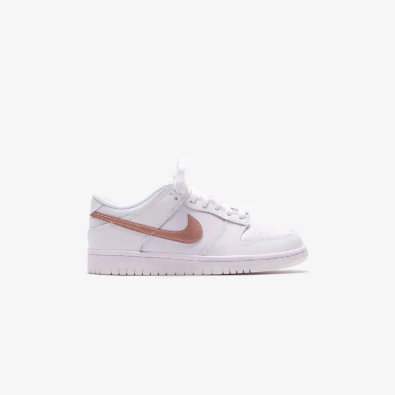 Nike GS Dunk Low - White / Metallic Red / Bronze / Summit White sold by Kith