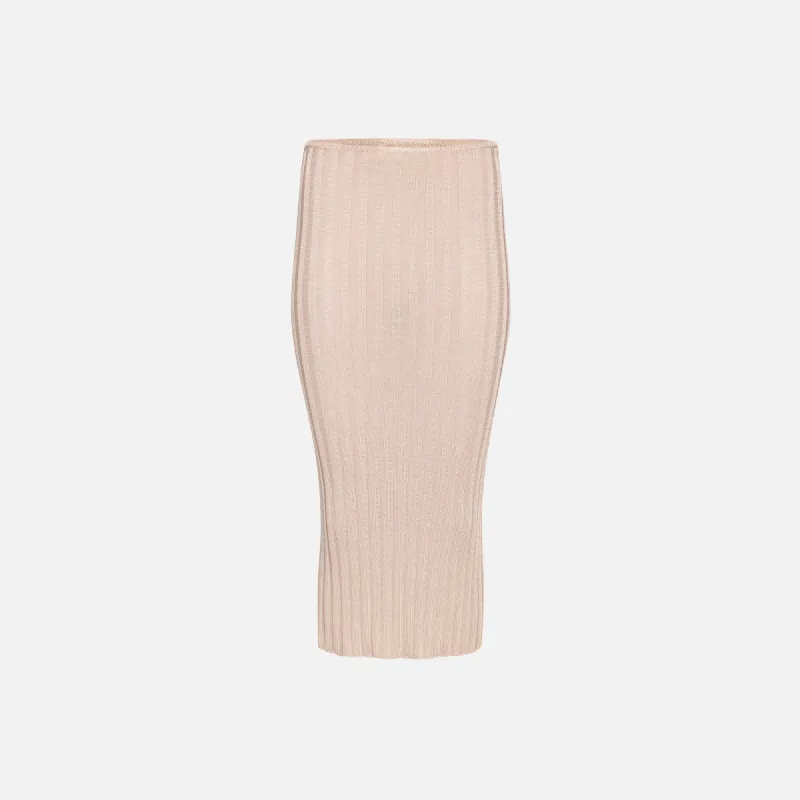 GUIZIO Slinky Rib Knit Skirt - Silver sold by Kith