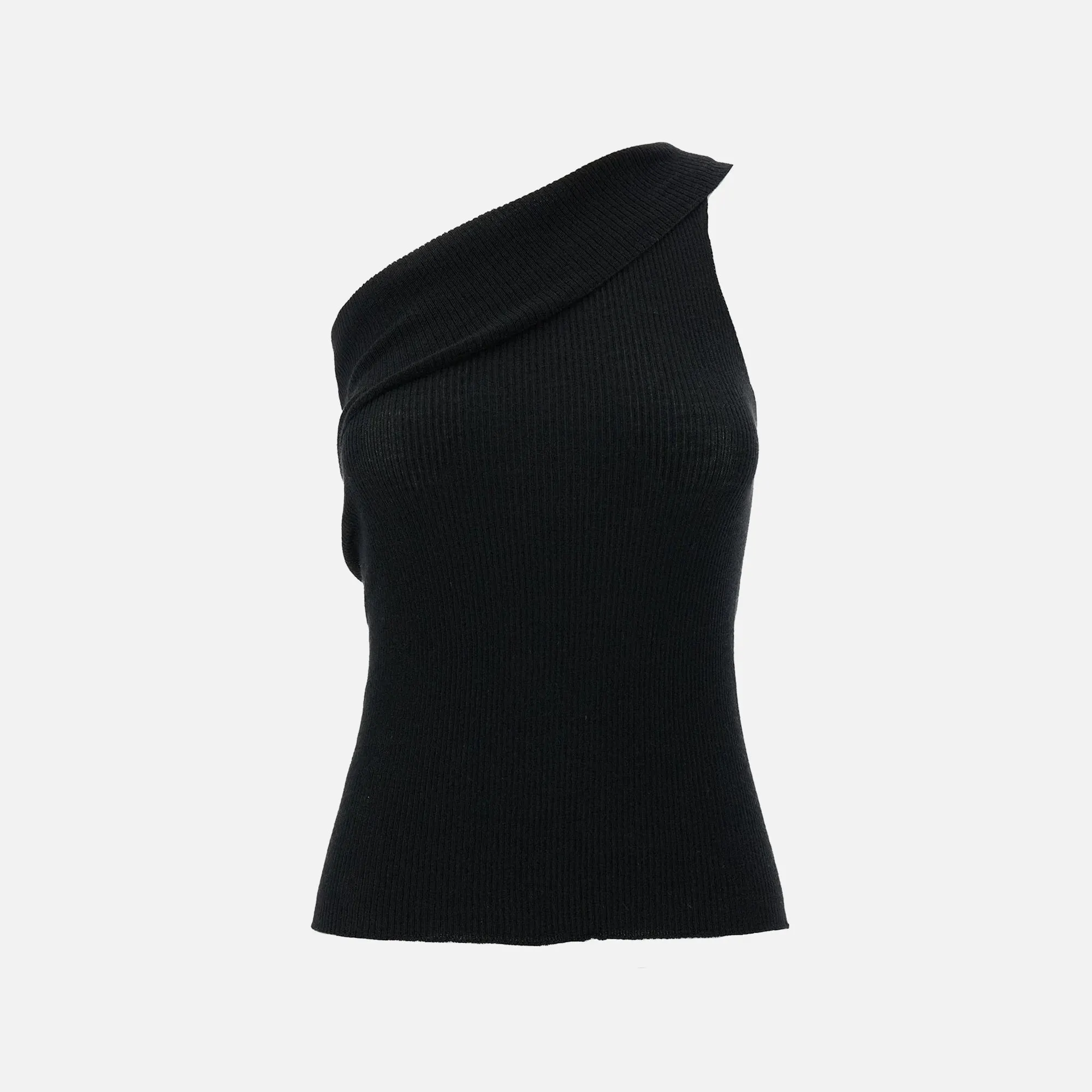 Rick Owens Athena Ribbed One-Shoulder Top - Black sold by Kith