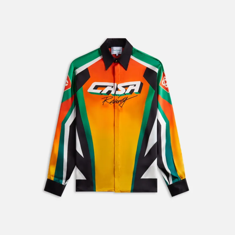 Casablanca Casa Moto Sport Classic Collar Long Sleeve Shirt - Orange / Multi sold by Kith