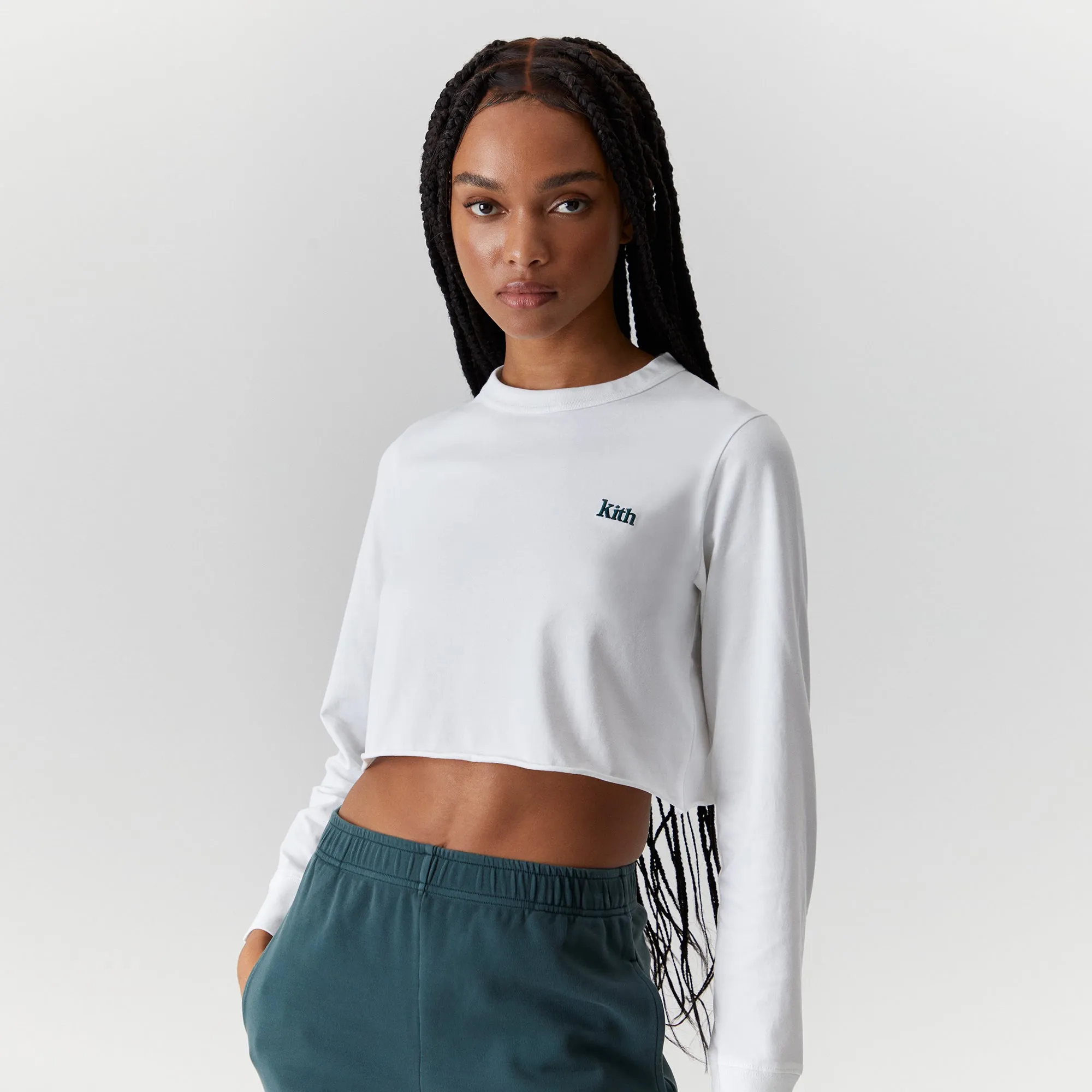 Kith Women Lucy Cropped Long Sleeve II Tee - White sold by Kith product image thumbnail 2