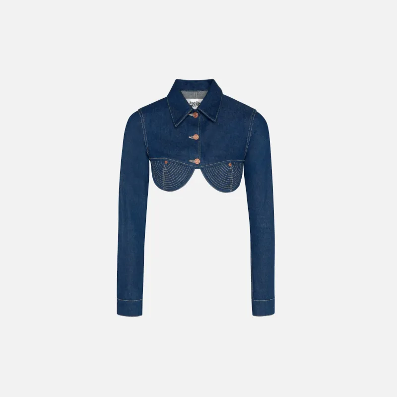Jean Paul Gaultier Denim Crop Jacket - Indigo sold by Kith