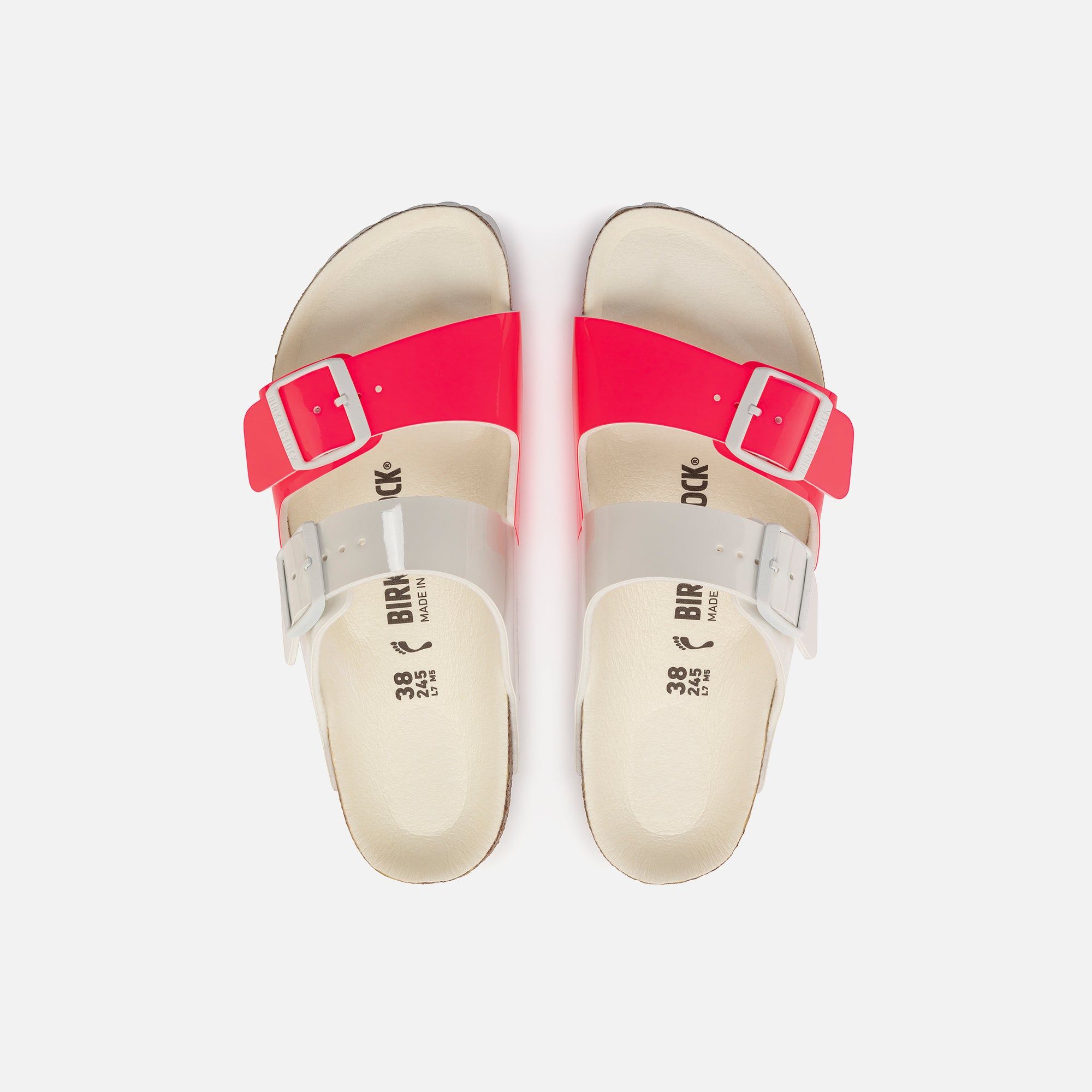 Birkenstock WMNS Arizona Split Birko-Flor Patent - White / Neon Pink sold by Kith product image thumbnail 3