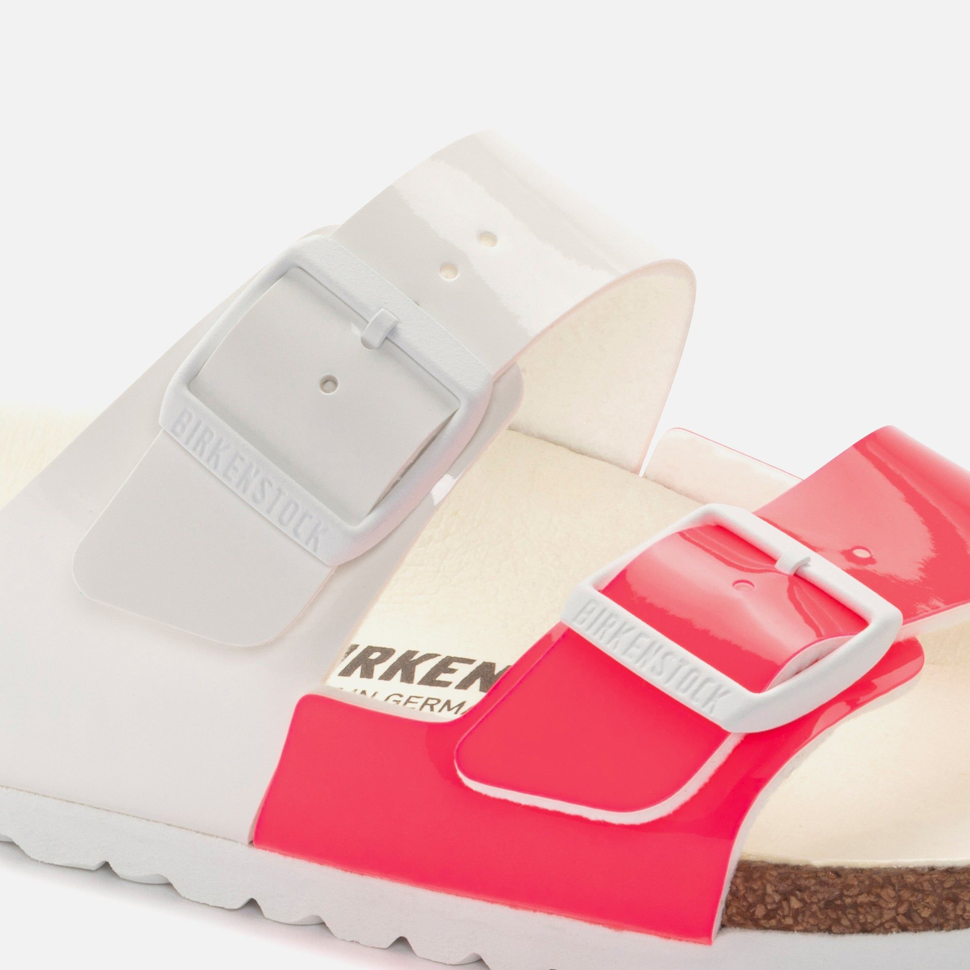 Birkenstock WMNS Arizona Split Birko-Flor Patent - White / Neon Pink sold by Kith product image thumbnail 4