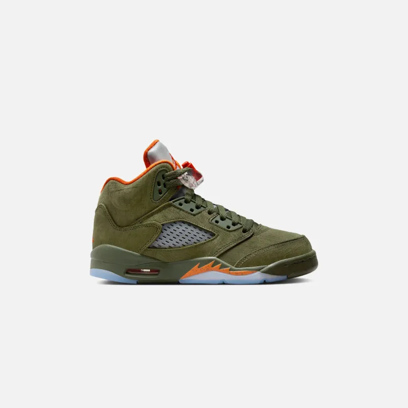 Jordan GS Air Jordan 5 Retro - Army Olive / Solar Orange sold by Kith