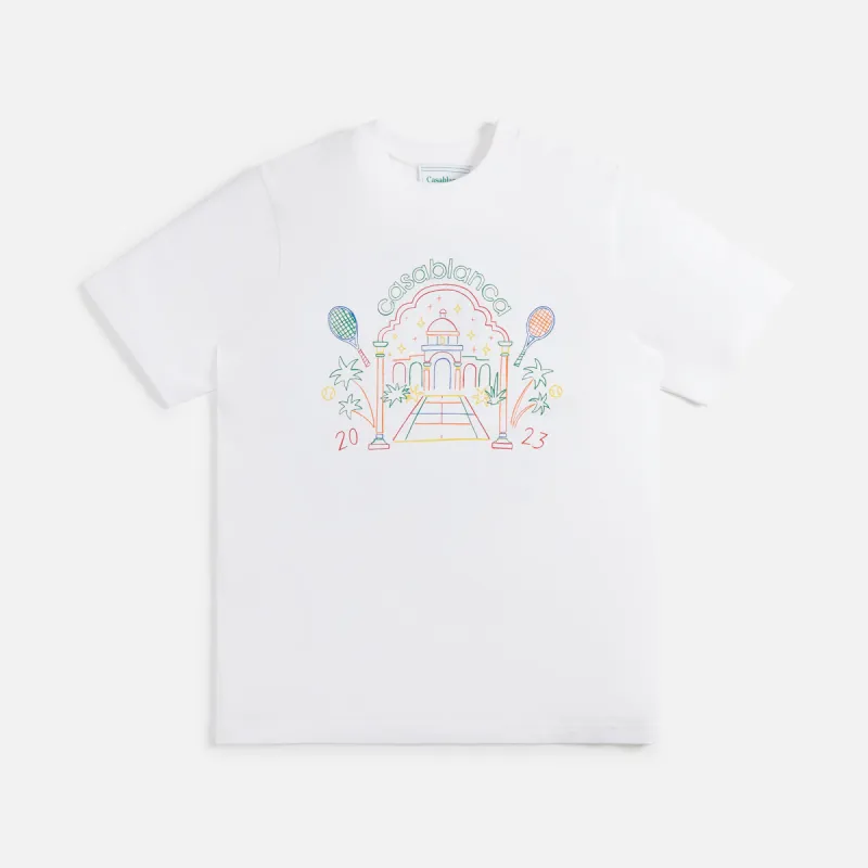Casablanca Rainbow Crayon Temple Screen Printed Tee - White sold by Kith
