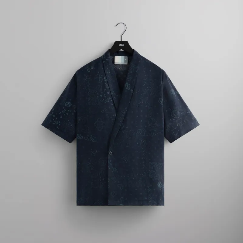 Kith Cupro Linen Thompson Crossover Shirt - Nocturnal sold by Kith
