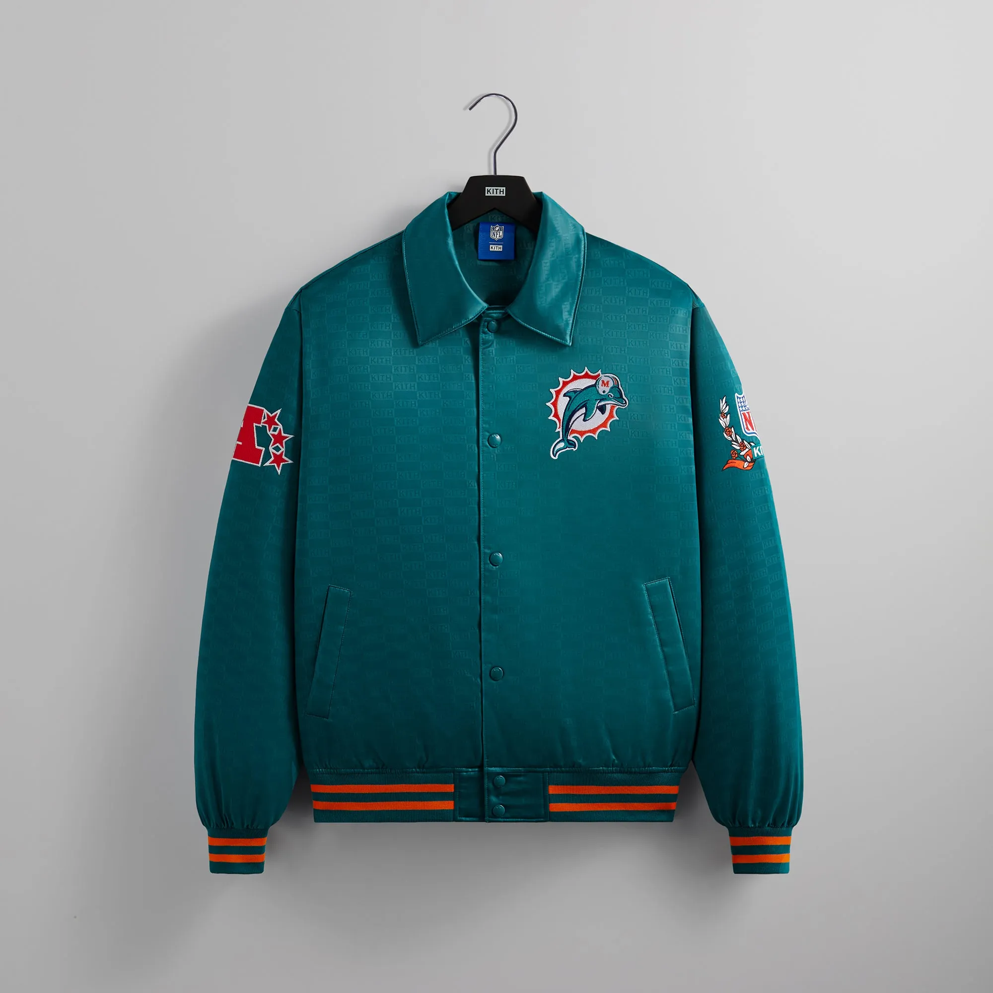 Kith for the NFL: Dolphins Satin Bomber Jacket - Center sold by Kith