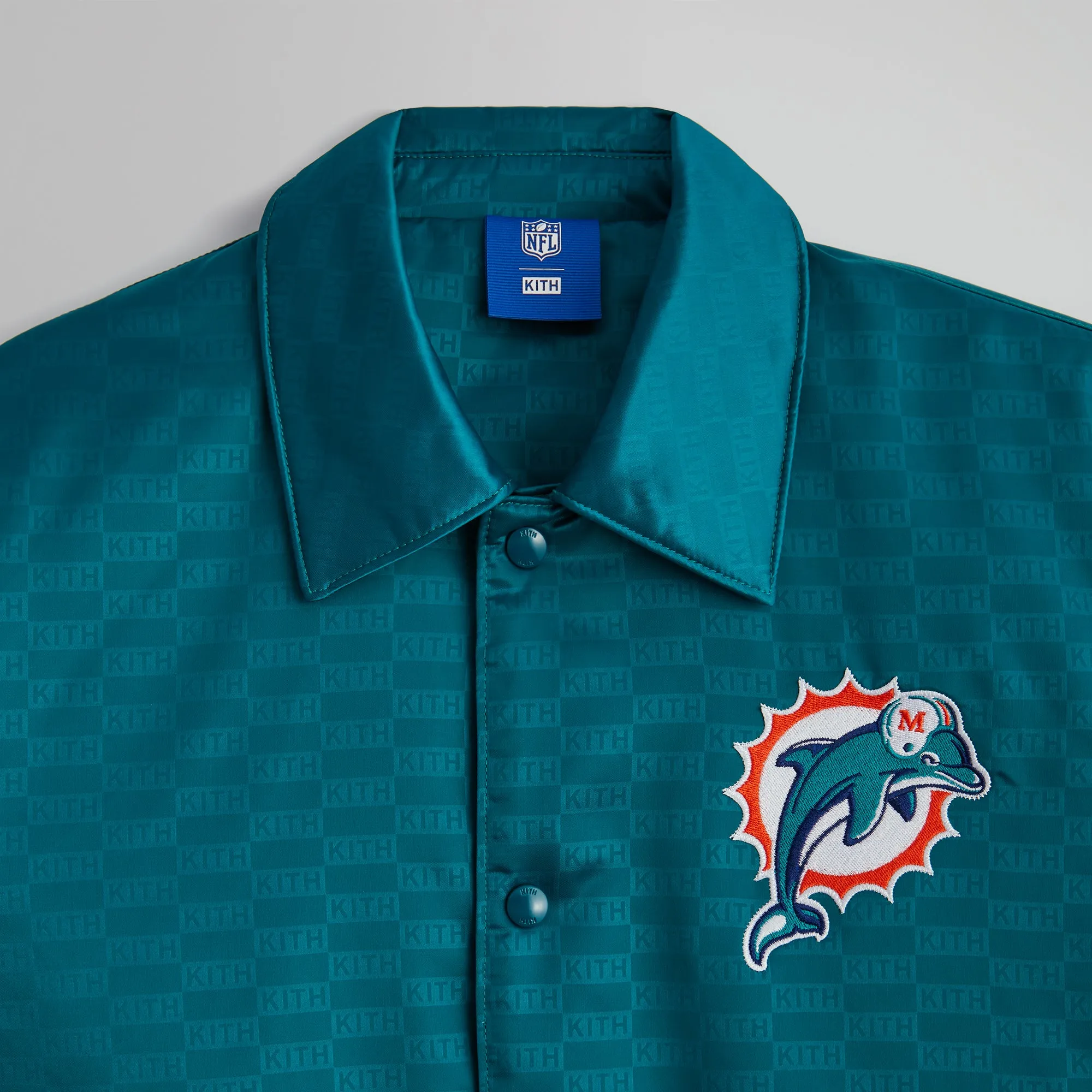 Kith for the NFL: Dolphins Satin Bomber Jacket - Center sold by Kith product image thumbnail 3