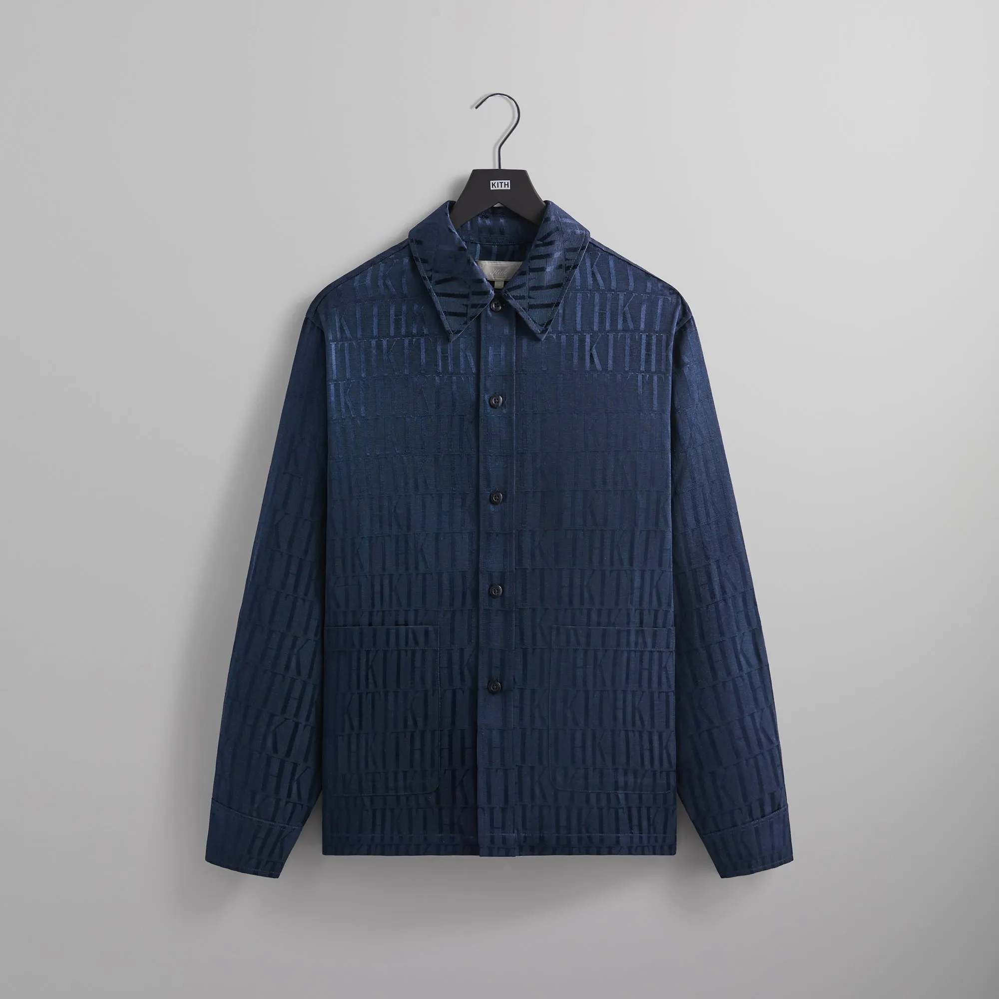 Kith Jacquard Faille Long Sleeve Boxy Collared Overshirt - Nocturnal PH sold by Kith