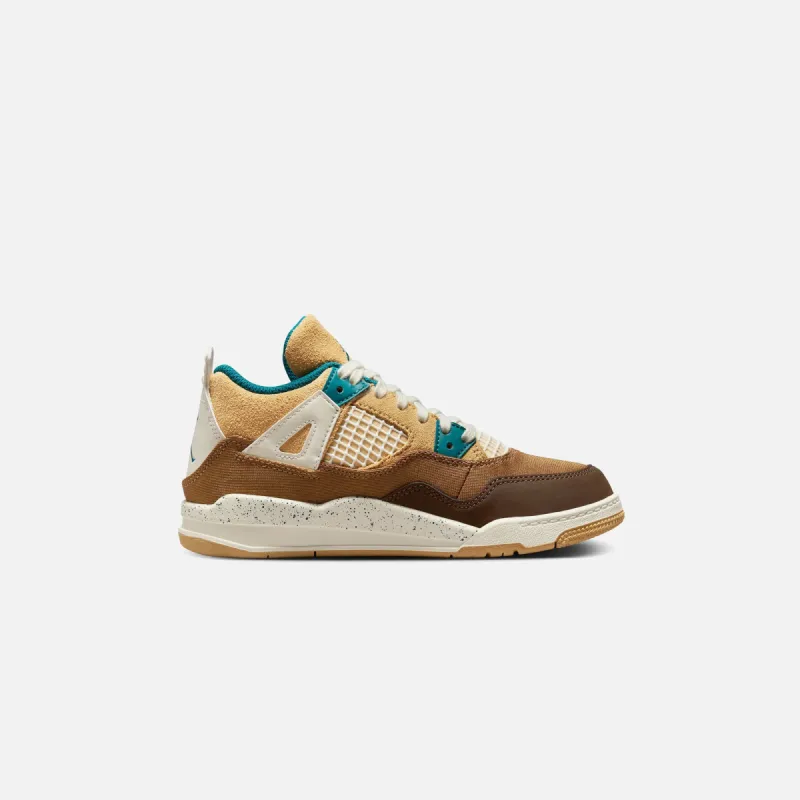 Nike PS Air Jordan 4 Retro - Cacao Wow / Geode Teal / Ale Brown sold by Kith