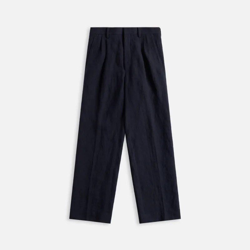 Auralee Hard Twist Cotton Silk Viyella Slacks - Dark Navy sold by Kith
