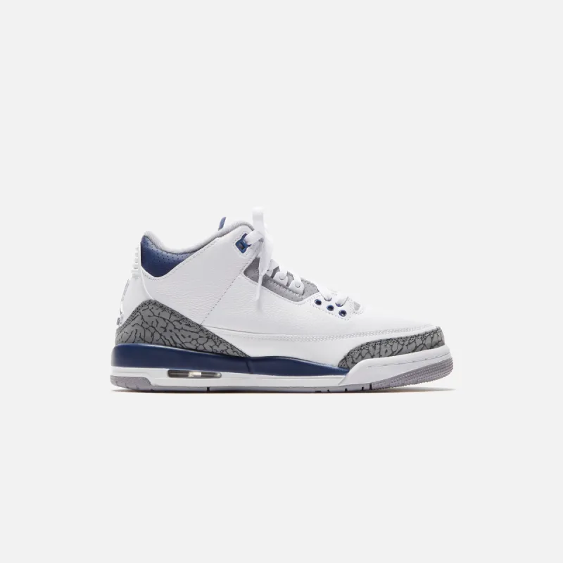 Jordan GS Air Jordan 3 Retro - White / Midnight Navy / Cement Grey / Black sold by Kith