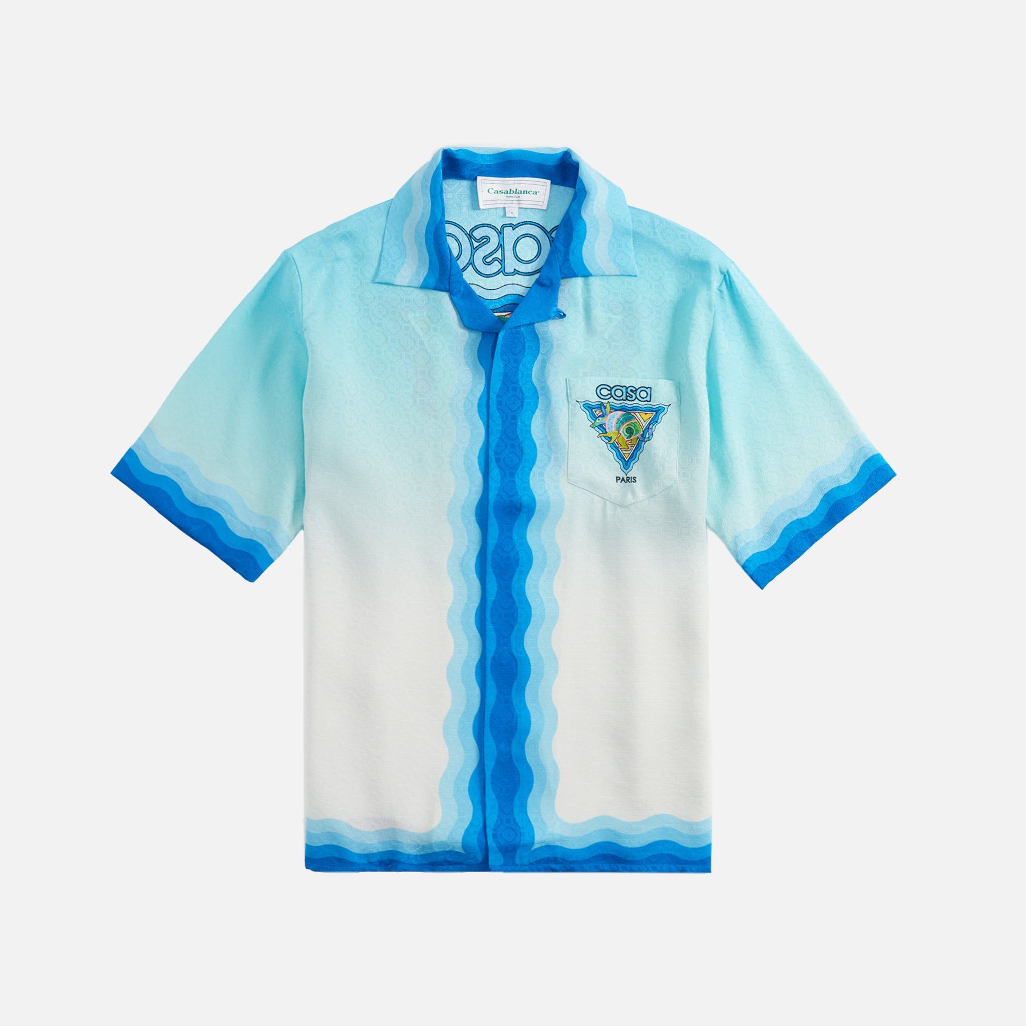 Casablanca Alebrije Armadillo Cuban Collar Shirt - Blue sold by Kith