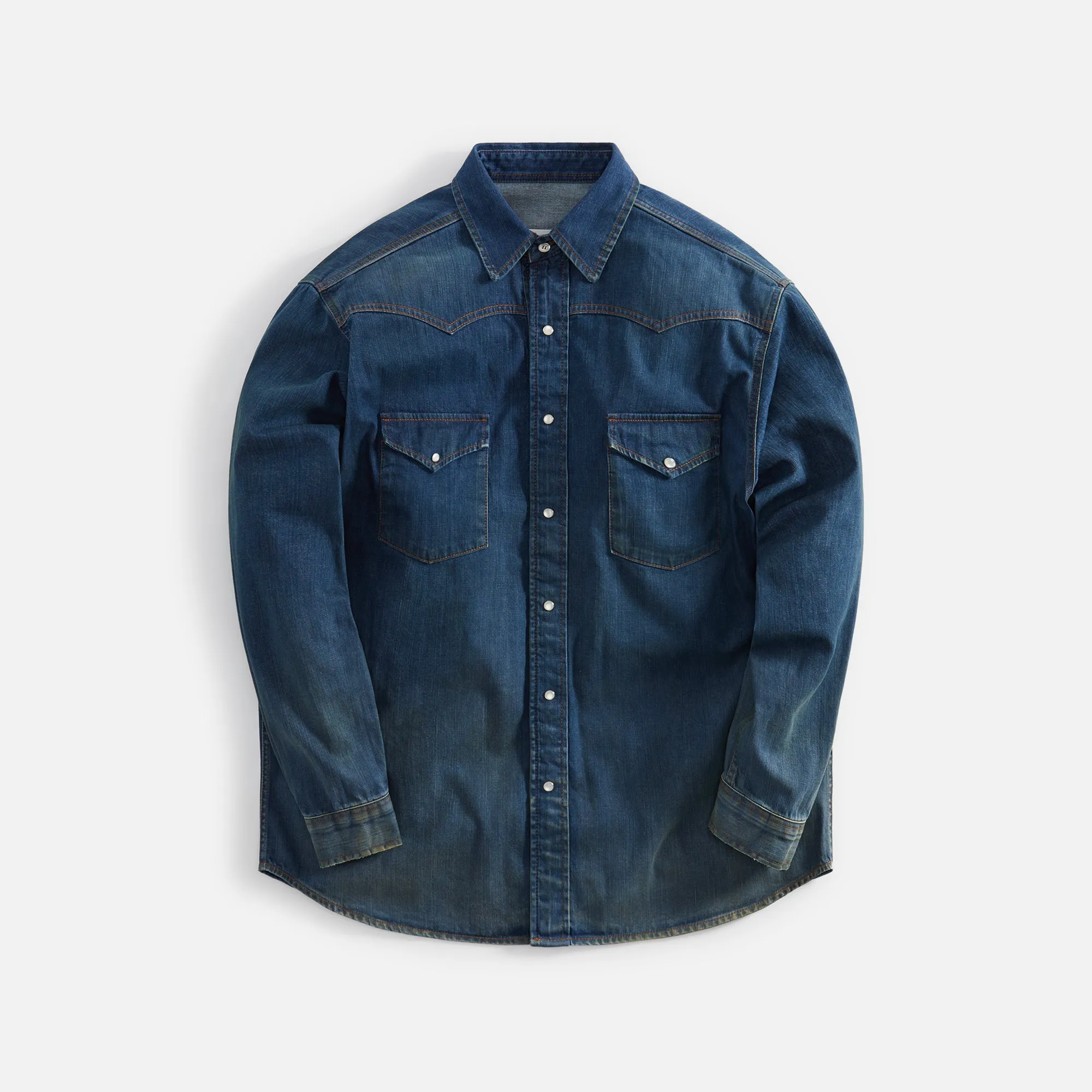 Margiela Americana Wash Shirt - Blue sold by Kith