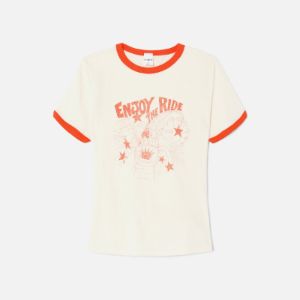 ReDone Ringer Tee Enjoy The Ride - Vintage Ivory | Parallel