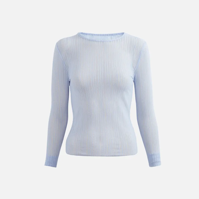 Second Skin Ribbed Crew Neck Long Sleeve - Periwinkle sold by Kith