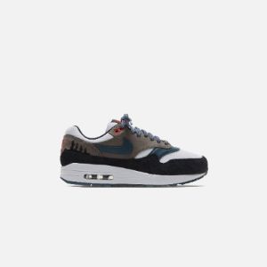Nike Air Max 1 PRM - White / State Blue / Black / Soft Grey sold by Kith